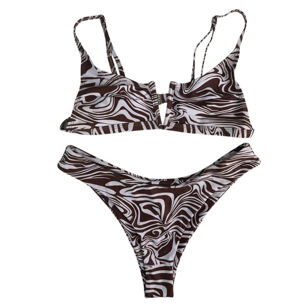 NEW Shein Bikini SET Brown White Animal Print